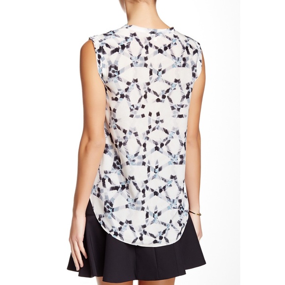 Rebecca Taylor Geoprint Silk Sleeveless Blouse 4 - Picture 3 of 12